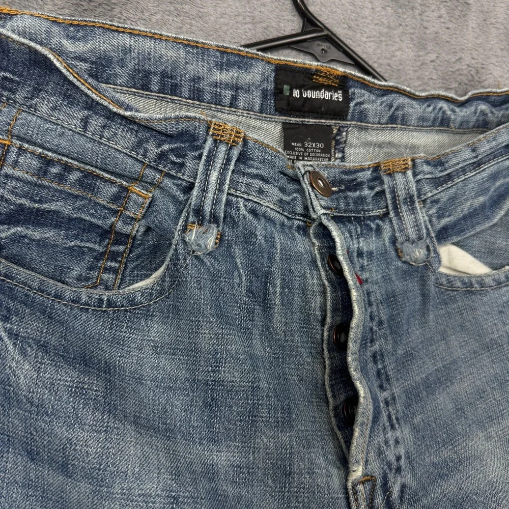 No Boundaries Jeans Mens 32x30 Blue Good Straight Leg Button Fly Cotton Denim